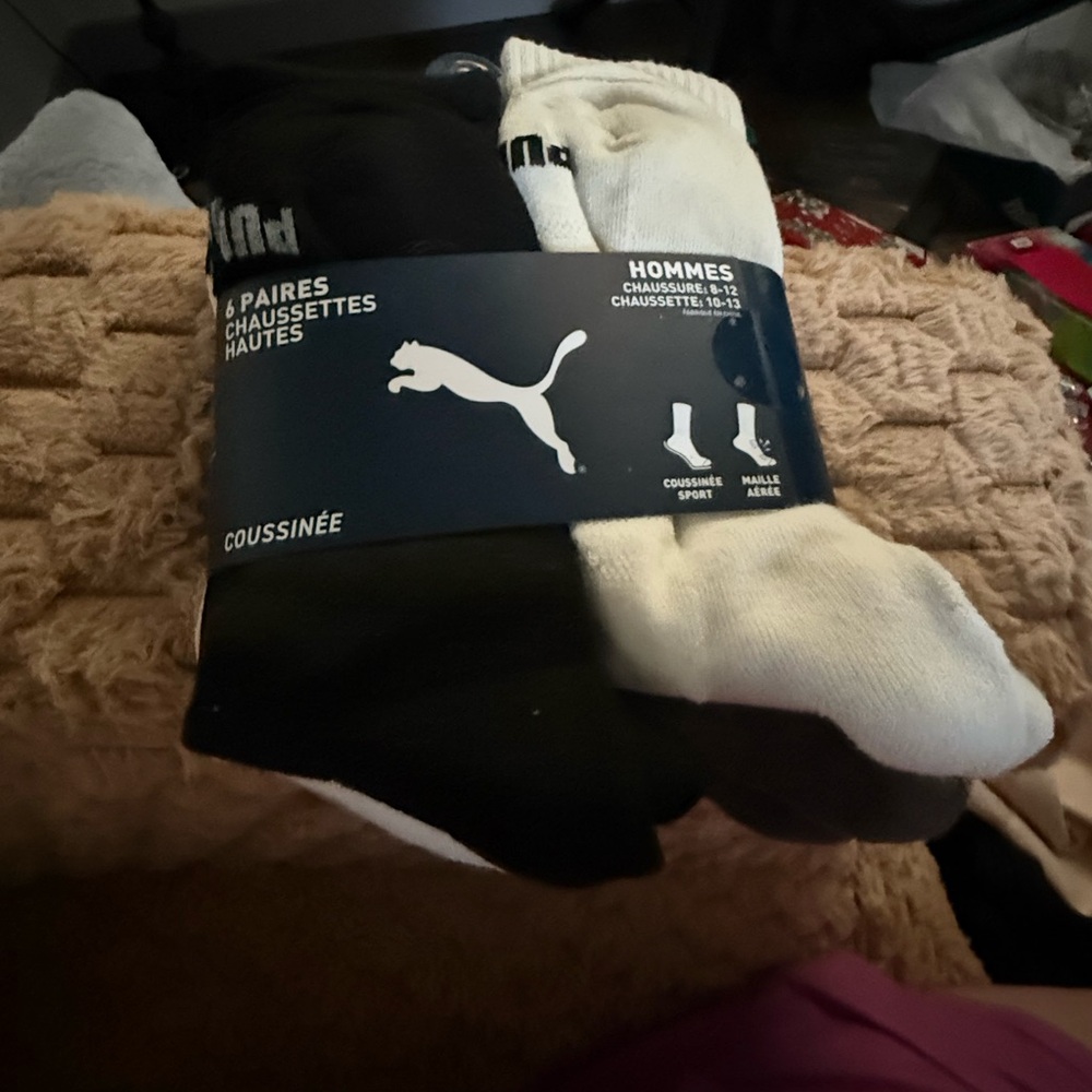 Puma Black and White Cushioned Socks